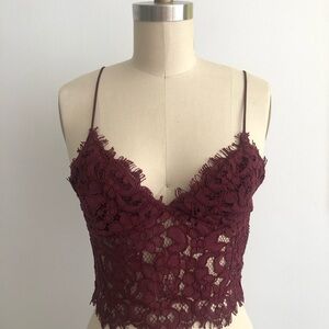 Zara Burgundy Lace Crop Top